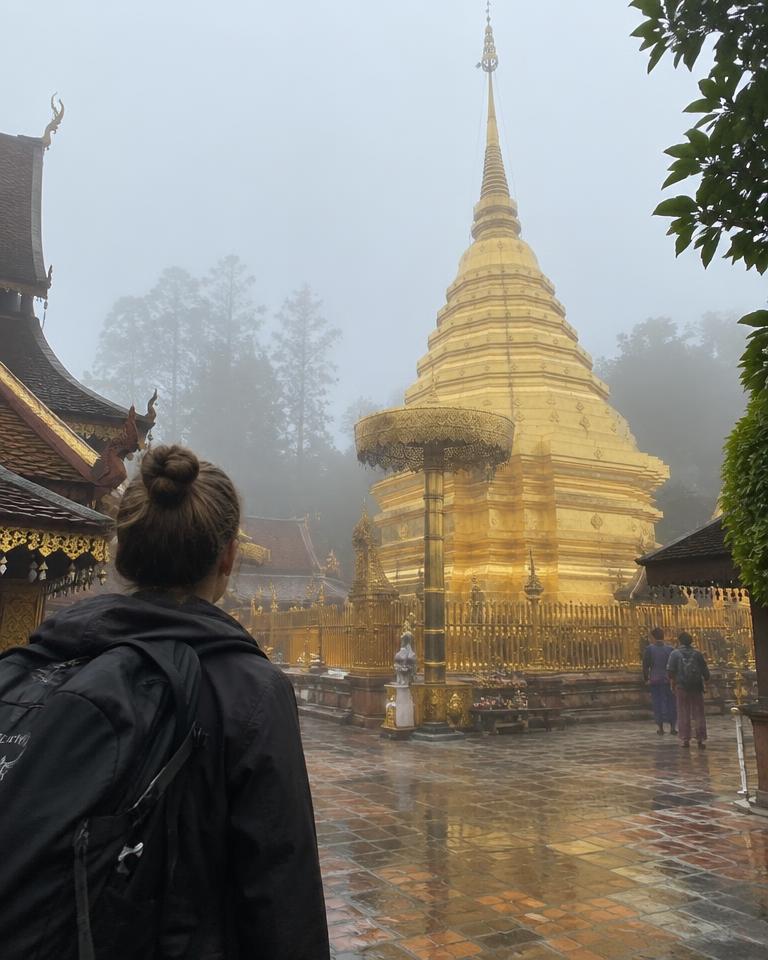 Traveler at a temple in Chiang Mai